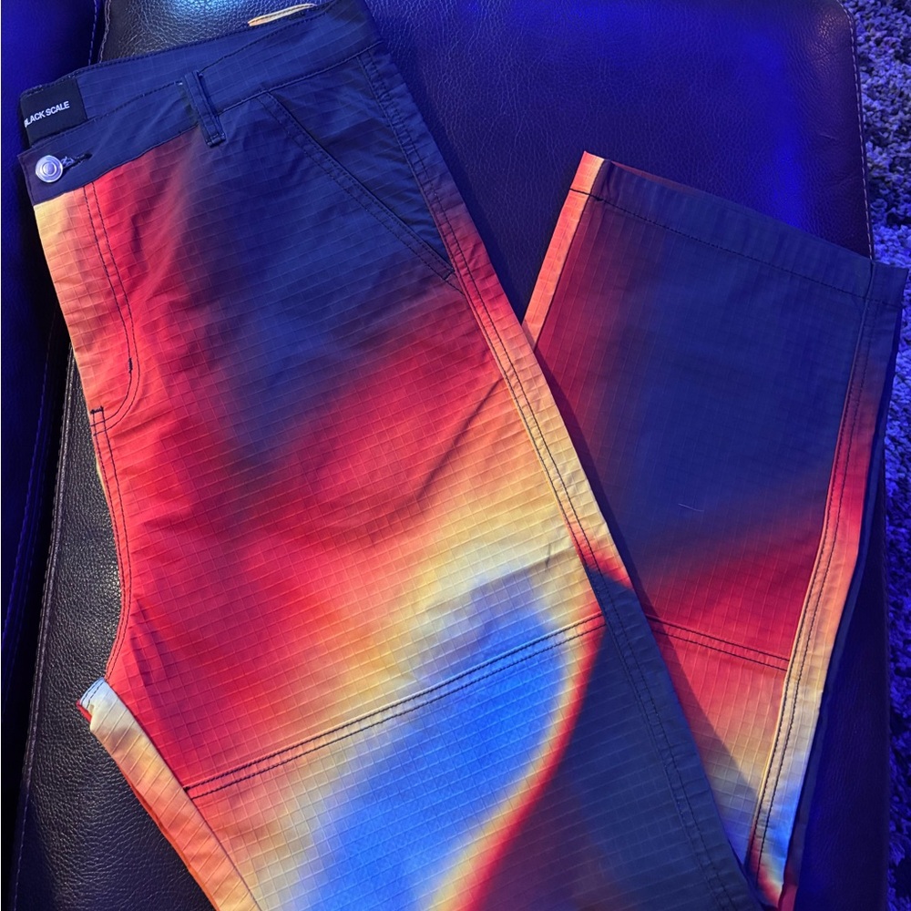 Black Scale Multicolor Gradient Cargo Pants